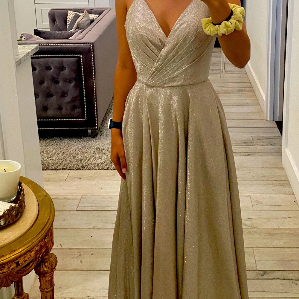 Nude Silver Sherri Hill Gown